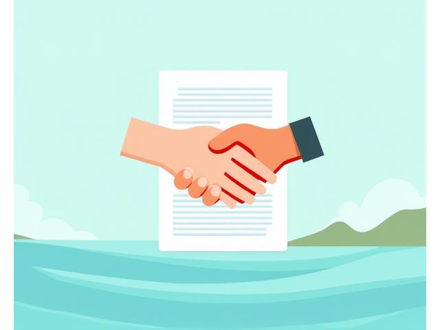 透明感のある合意書と握手の抽象的なイラストレーション